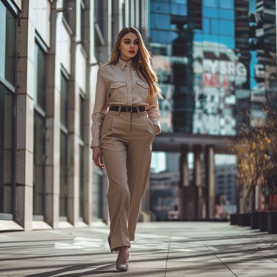 米色褲子配什么顏色上衣好看，米色褲子最佳上衣配色方案，顯白又高級