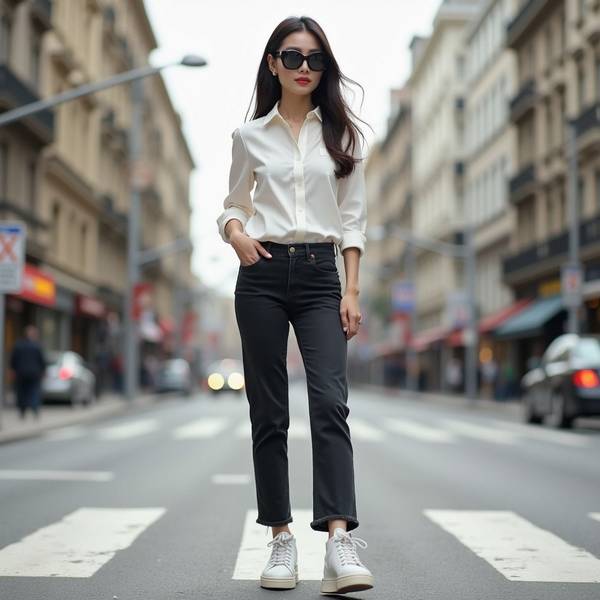 藍(lán)色牛仔褲搭配什么顏色上衣，經(jīng)典藍(lán)牛仔褲搭配紅色白黑色上衣時尚穿搭指南