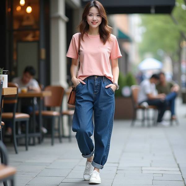 寬松牛仔褲搭配什么上衣，潮流穿搭指南：寬松牛仔褲與五種上衣的時髦搭配法則