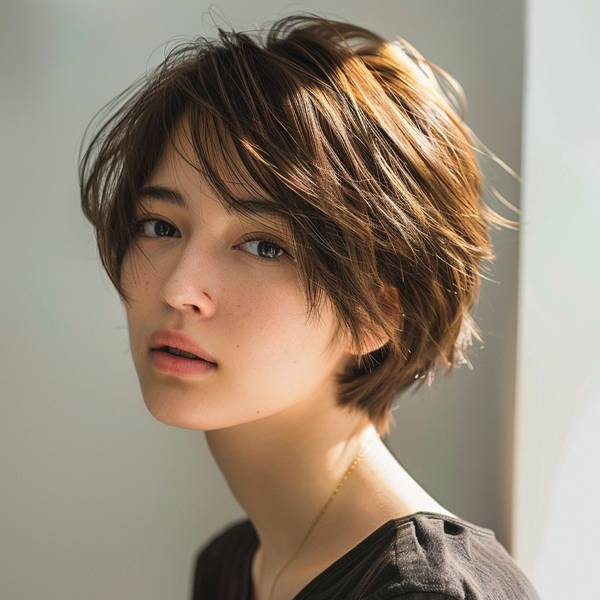 短發(fā)有層次感的發(fā)型女，夏意碎發(fā)：層次感短發(fā)修飾臉型的時(shí)尚秘籍