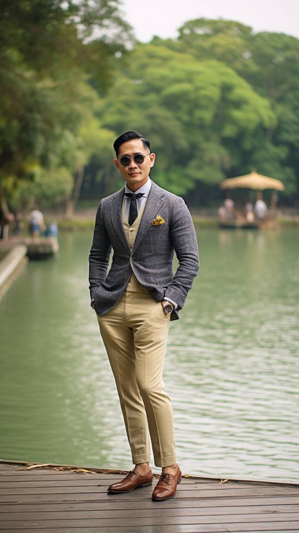 灰色西褲配什么顏色皮鞋，灰色西褲搭配黑色與棕色皮鞋最顯高級(jí)