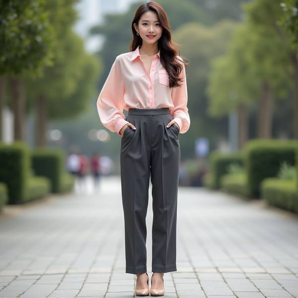 粉色雪紡褲配什么上衣，粉色雪紡褲的10種上衣搭配法則