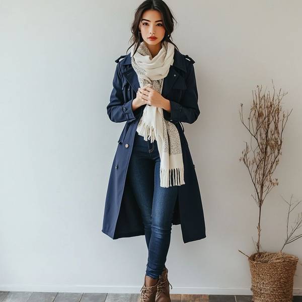 深藍色風衣配什么內搭，深藍風衣最實用配色：配白顯貴、搭灰知性、撞棕時髦