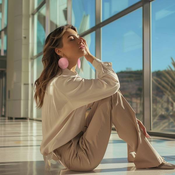 卡其色褲子配粉色上衣，粉色上衣搭配卡其褲的時(shí)尚通勤造型指南