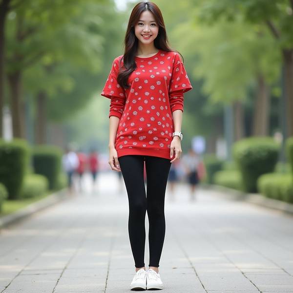 紅色衣服配什么褲子好看，這件紅色上衣搭配這4條褲子顯白顯氣質