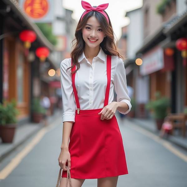 紅色蕾絲裙配什么上衣，白色針織上衣搭紅色蕾絲裙優(yōu)雅溫柔風(fēng)