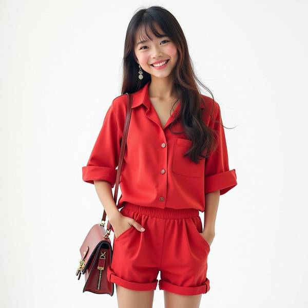 紅色衣服配什么褲子好看，這件紅色上衣搭配這4條褲子顯白顯氣質