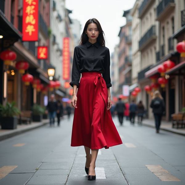 黑色裙子配什么顏色上衣，黑色裙子色彩搭配指南，6種上衣配色穿出高級感