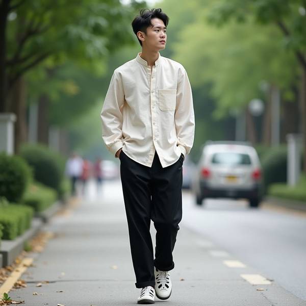 黑色休閑褲配什么顏色上衣，黑色休閑褲搭配方案，淺色系與中性色全攻略