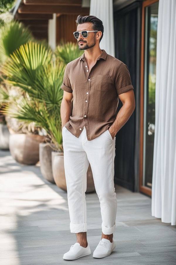 棕色短褲配什么顏色上衣，棕色短褲的百搭上衣配色指南